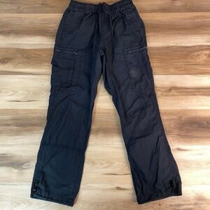 STANDARD CLOTH Mens Black Cargo Pants Medium Drawstring Waist Size M